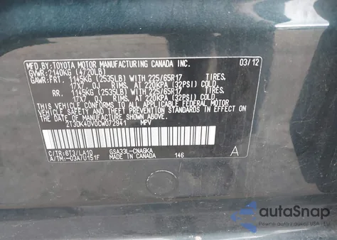 2012 Toyota Rav4 Limited V6 from USA, damaged, VIN 2T3DK4DV0CW072941